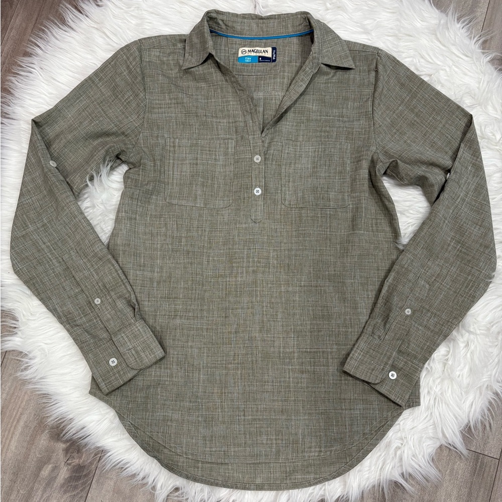 Magellan Outdoors Olive Green Fishing Shirt Size S